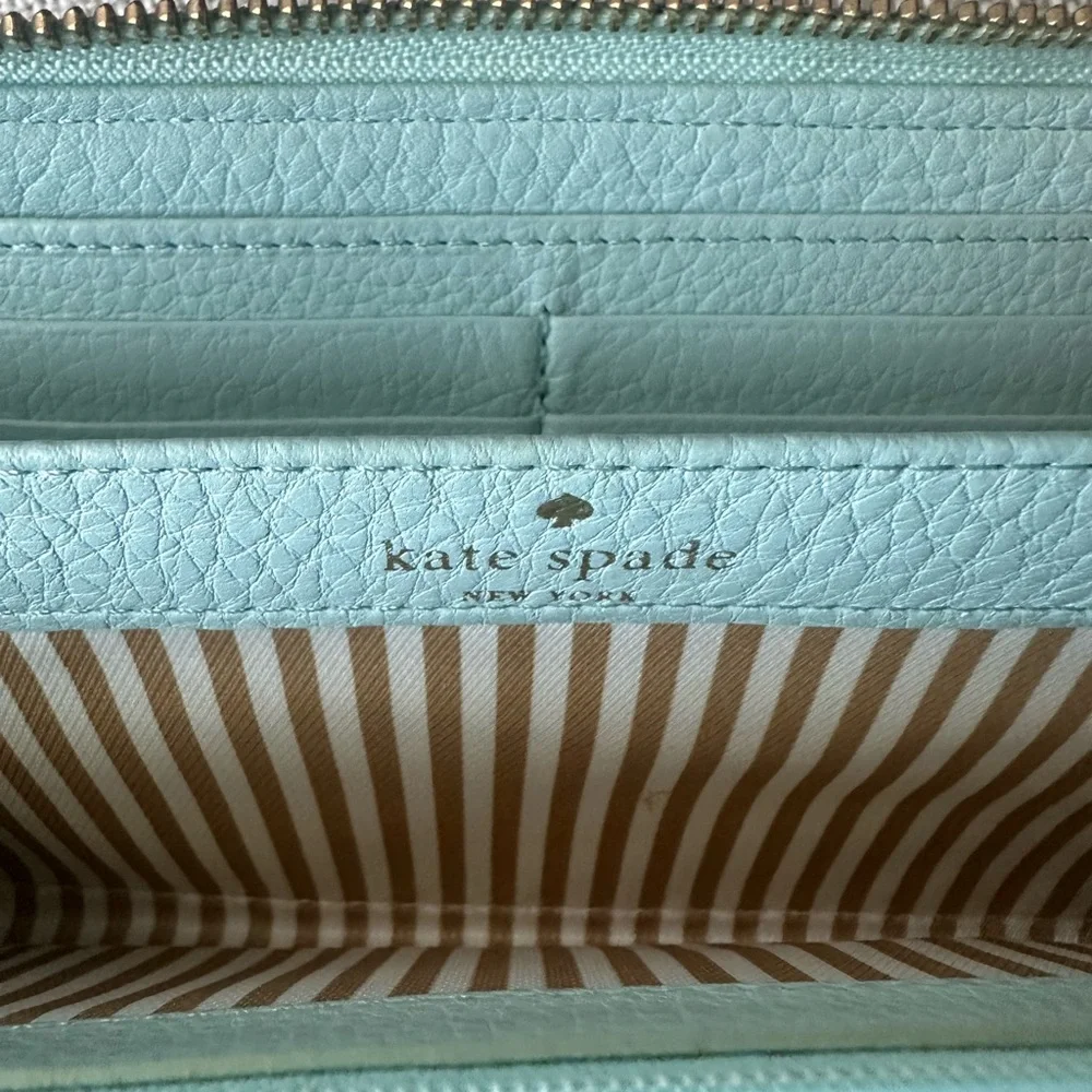 Kate Spade Blue Leather Zip Around Wallet